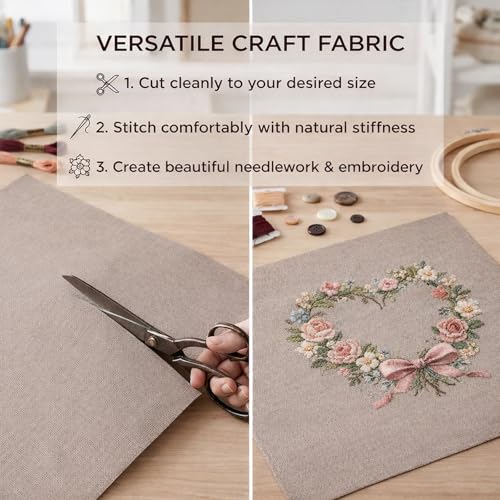 Essentials By Leisure Arts Aida Cloth 18 Count, 15"x18", Taupe Cotton Cross Stitch Fabric, 12 pc, Even-Weave Mesh for Embroidery, Needlepoint & Needlework Projects - color: 18ct Taupe