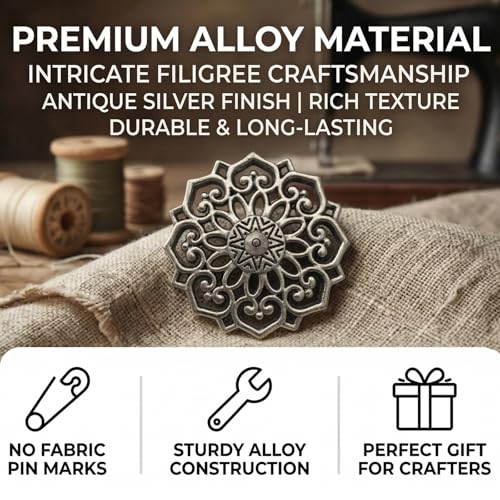 2pcs Vintage Needle Minder for Embroidery, Filigree Flower