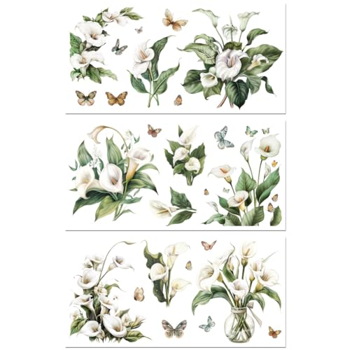 Peacoblue Calla Lily Rub On Transfers for Furniture Craft 6"x12" - style: Lotus