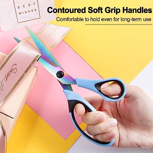 Scissors All Purpose, Sharp Titanium Blades Shears, Rubber Comfort Grip Handle, Multipurpose scissors 3 pack, Great for Office, Fabric, Craft, Sewing, Arts, School and Home Supplies, Black&Blue - color: Blue&black