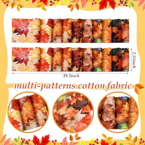 Hosuly 40 Pcs Fall Fabric Autumn Maple Leaves Jelly Quilting Strips Roll - color: Maple Leaf