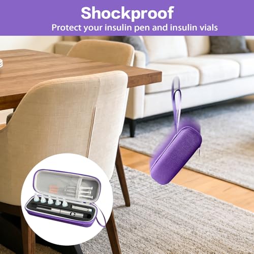 Purple Insulin Peptide Pen Travel Case with Rhombic Texture