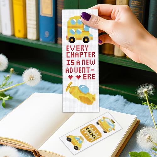 ORIGACH 6 Set Vehicles & Transportation Cross Stitch Bookmark Kit - style: Vehicles & Transportation