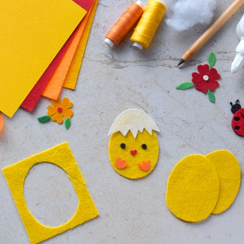 NACHLYNN Self Adhesive Felt Fabric Sheets 7"x11.5" /18x29cm Sticky Back Felt Fabric for Crafts Art Project DIY Sewing Patchwork Decoration (11, Yellow) - color: Yellow