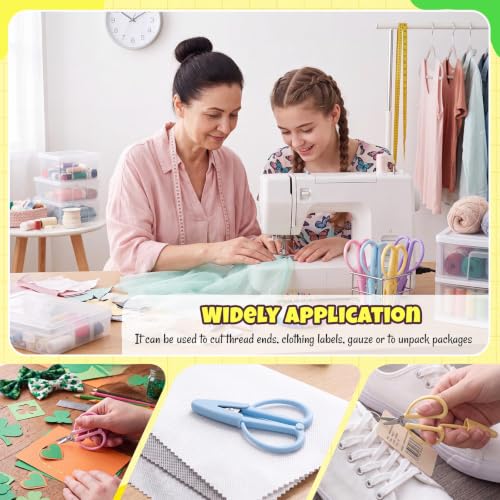 Mixweer 24 Pcs Mini Scissors for Travel Sewing Embroidery, 4 Colors - color: Light Pink Blue Purple, Lemon Yellow