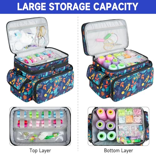 LEFOR·Z Large Sewing Supplies Organizer Bag(13 x 8 x 9 in),Sewing Basket - color: Print Color