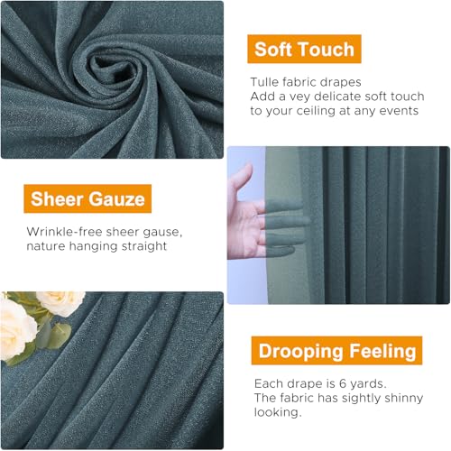 Wedding Arch Draping Fabric 1 Panel Grey Blue Sheer Backdrop Drapes - color: Grey Blue, size: 1 Panel