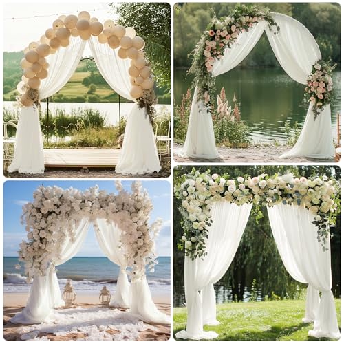 Wedding Arch Draping Fabric 1 Panel Ivory Sheer Backdrop Drapes - color: Ivory, size: 1 Panel