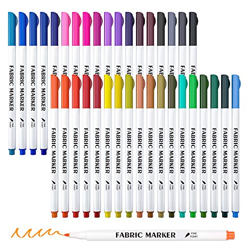 Fabric Markers, Lelix 36 Colors Permanent Fabric Pens for Writing Painting on T-Shirts Clothes Sneakers Canvas, Child Safe & Non-Toxic for Kids Adults - color: 36 Colors