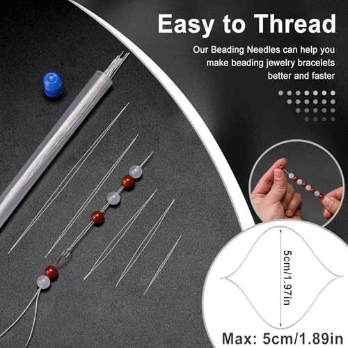 18 Pcs Collapsible Beading Needles for Seed Beads, Big Eye Beading Needle for Jewelry Making with Bottle