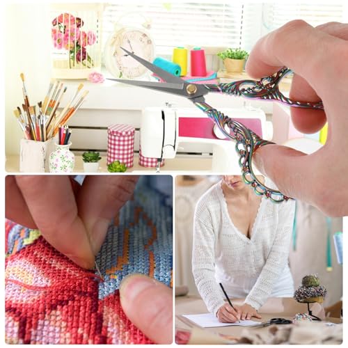 Sharp Stainless Steel Sewing & Embroidery Scissors with Cover, Precision Embroidery Scissor, Crochet Scissors for sewing,Craft, Artwork, Crochet,trimming,Needlework