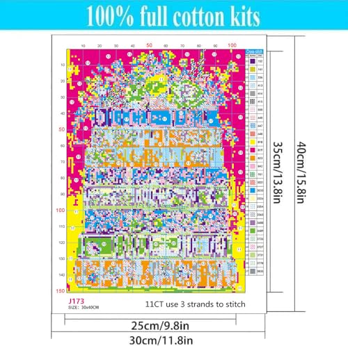 WUSARPLY Book Stamped Cross Stitch Kits for Beginners Adults - color: J173