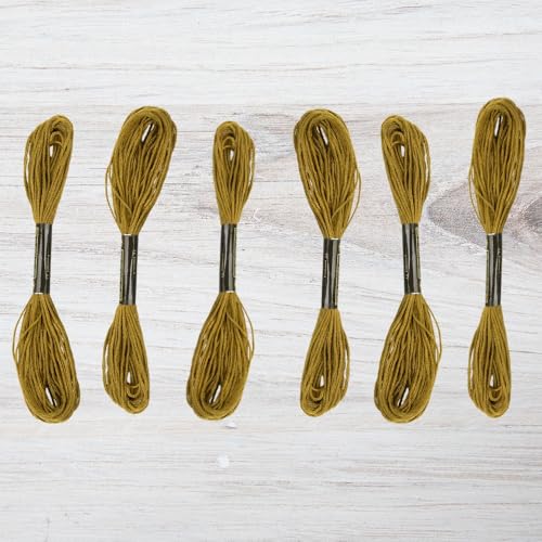Embroidery Floss Pack – 6 Skeins, 8.7 Yards Each – Army Green Embroidery Floss for Needlework, DIY Bracelets, Crafting, Weaving - color: Army Green