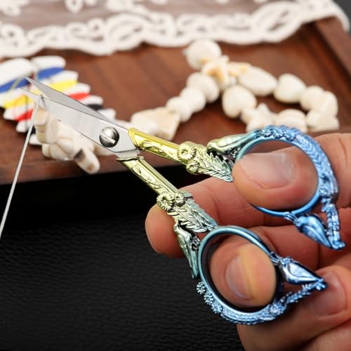 YOUGUOM Small Craft Scissors, Mini Sewing Embroidery Shears - color: Blue Golden
