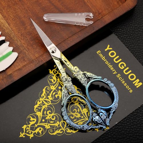 YOUGUOM Small Craft Scissors, Mini Sewing Embroidery Shears - color: Blue Golden