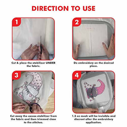 Superpunch No Show Mesh Stabilizer, 1.5 oz, White, 7.5 x 8 in, 100 Sheets - color: White, size: 7.5 inch x 8 inch, 100 Precut Sheets