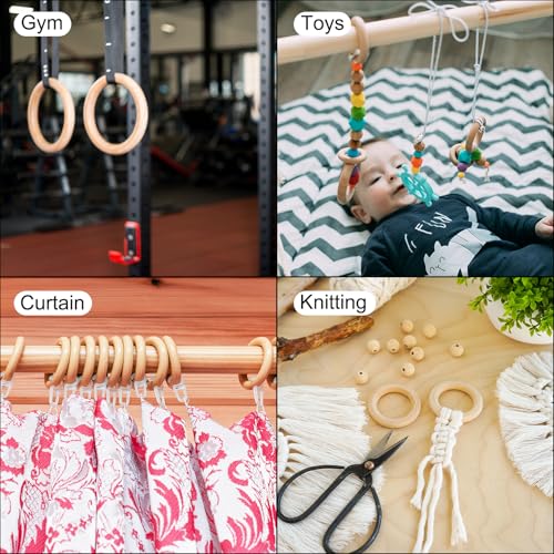 MECCANIXITY 100pcs 0.5" Unfinished Wooden Rings Smooth Natural Wood Macrame Rings for Curtain Connectors DIY Crafts Knitting Decoration Jewelry Making - size: 0.5"