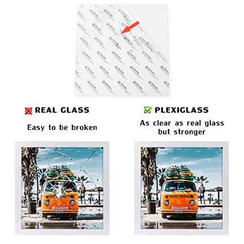 WUTL 10x10 Picture Frames Solid Wood 8x8 Square Frame with Mat White 6 Pack - color: White, size: 10x10