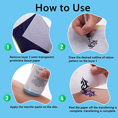 Tattoo Transfer Paper, 40 Sheets Thermal Stencil Paper, 8.5" x 11" A4 Size - size: 8.5in x 11in (40 Sheets)