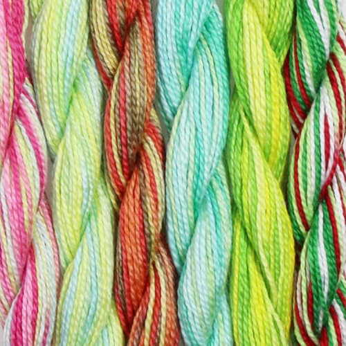 KCS 162 Yards Mercerized Pearl Cotton Crochet Needlepoint Thread,Size 5,6 skeins,Color Variegated 03 - color: 6 Color variegated 03, size: 6 skeins