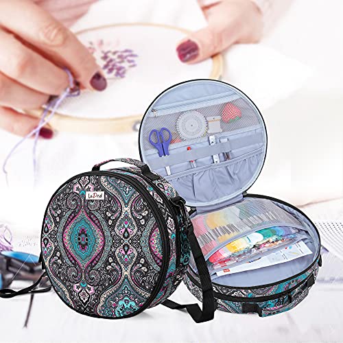 LoDrid Embroidery Bag, Double-Layer Embroidery Project Storage Bag, Totem