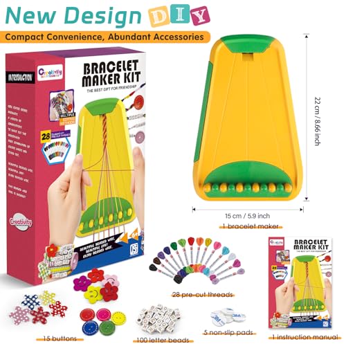 Maynacs Friendship Bracelet Making Kit for Girls 8-12, 28 Pre-Cut Threads - color: Green