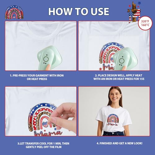 Dtf Transfers Ready to Press - 20Pcs American Flag Iron on Transfers for Tshirts, Independence Day Patriotic Iron on Decals Patches, 4th of July USA Heat Transfer for DIY Clothing Pillows Bag - color: American Flag422