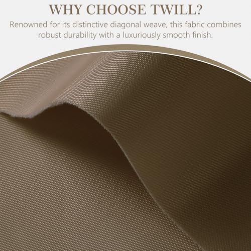 Thick Twill Fabric by The Yard, 58" W 0.75mm Polyester Twill Woven Lining Fabric Soft Excellent Luster Upholstery Fabric for Bags, Cushion, Chair, DIY Projects, 10 Yards Khaki - color: Khaki, size: 10 Yards