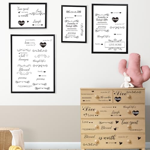 Wxiben 15 Pcs Inspirational Quote Rub on Transfers for Crafts and Furniture - style: Vintage Words