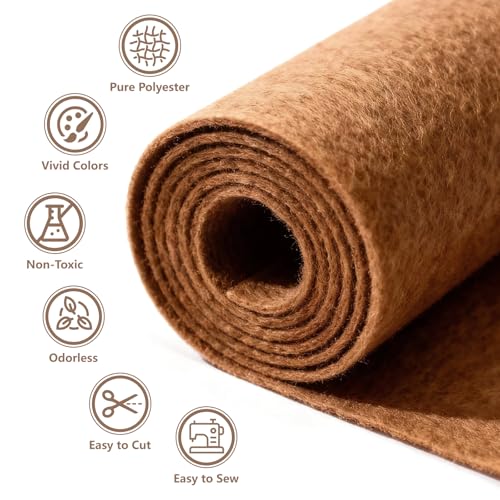 Coffee Stiff Felt Sheet 36'' X 36'', 1mm Large Felt Fabric Sheet for Crafts - color: Coffee