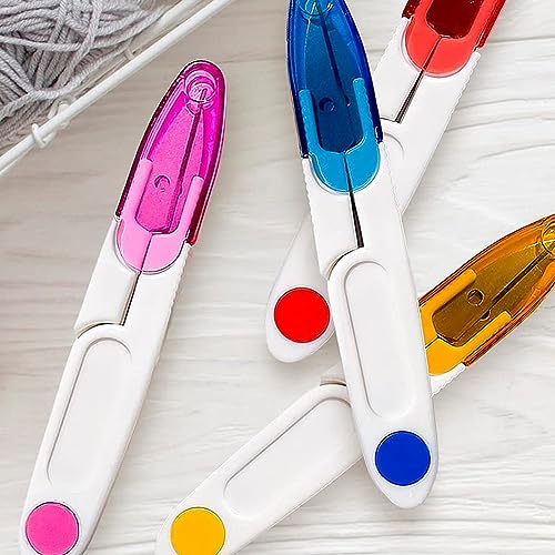 AKOAK 1 Pack U-shaped Yarn Scissors, Tailor's Scissors, Portable Yarn Scissors with Safety Cover, Thread Scissors for Needlework, Cross-Stitch Craft, DIY Projects, Sewing Supplies (Red) - color: Red