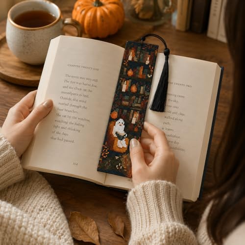 4 Pcs Fall Cross Stitch Bookmark Kit for Adult Beginners Cross Stitch Kits - color: Cross stitch bookmark-20