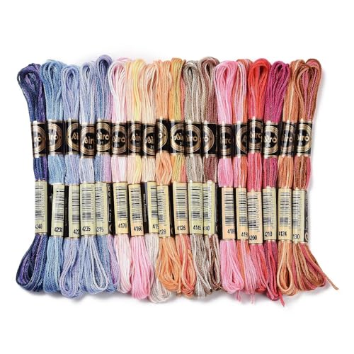 18 Skeins Embroidery Thread Floss 0.5 mm Friendship Bracelet String Making 6 Ply Polyester Cross Stitch Kit Supplies 18 Color 8.75 Yards(8m)/Skein - color: 18 Skeins, Color B