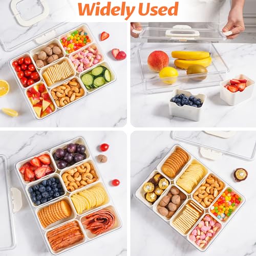 Snackle Box Container Dishwasher Safe Divided Serving Tray with Lid Handle