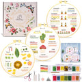 Bonroy Beginners Embroidery Practice kit 3 Sets to Learn 30 Different Stitches for Craft Lover Hand Stitch with Embroidery Fabric with Skill Techniques (BY-BD-S) - color: BY-BD-S