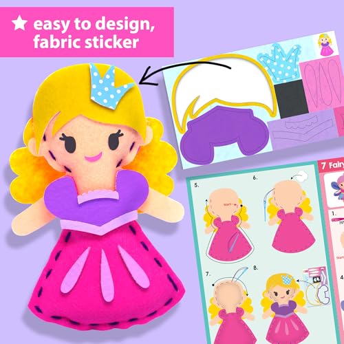 KRAFUN Fairy Tales Sewing Kit for Kids Ages 5-10 | 8 Projects - color: Fairy Tales