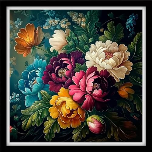 Fanxvivy Counted Cross Stitch Kits for Adults 11CT Unprinted Cross-Stitch Patterns Embroidery Kits Easy Cross Stitching Needlepoint Kits-Magical Flowers 18x18 inch - color: DIYcraft17