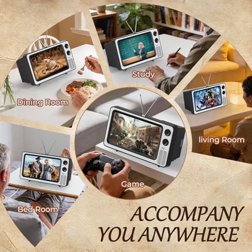 SEANCHEER Retro TV Cell Phone Screen Magnifier HD 3D Portable Foldable - color: Retro Silver-12"