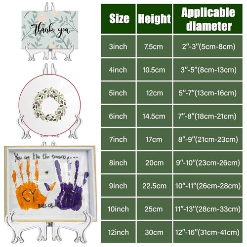 LonlyEagle 6 Pack 10 Inch Clear Plastic Easels or Stand/Plate Holders to Display Pictures or Other Items at Weddings, Plate Stands for Home Decoration, Birthdays, Tables - size: 10 inch