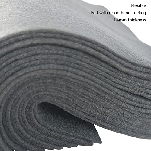 Jtnohx Soft Felt Fabric Flexible Craft Felt Sheets Grey 6" 20Pcs 1.4mm - color: Light Grey