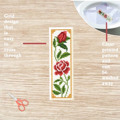 FREEBLOSS 6 Set 11CT Cross Stitch Bookmark Kit 8"x2.4" Vine Flowers - style: Floral Plant