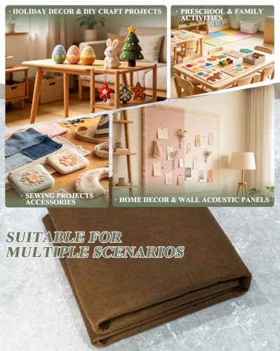 Brown Felt Fabric 36" X 36"(1 Square Yard) 1.6mm Thick Soft Felt Sheet - color: Brown