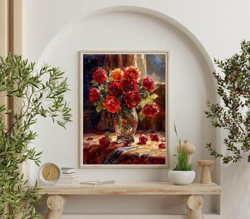 Dugsmgd Flowers Diamond Art Kits for Adults, Rose Diamond Painting 12X16 in - color: Rose