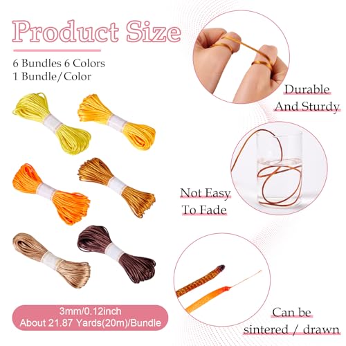 Elecrelive 6 Bundles Polyester Embroidery Floss 3mm Cross Stitch Threads - color: Yellow, Orange