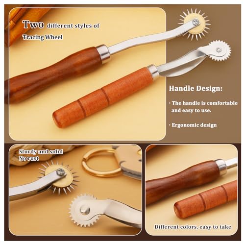 Nitlak 2PCS Tracing Wheel, Tracing Wheel Sewing Tool, Stitch Marking Spacer - color: Brown
