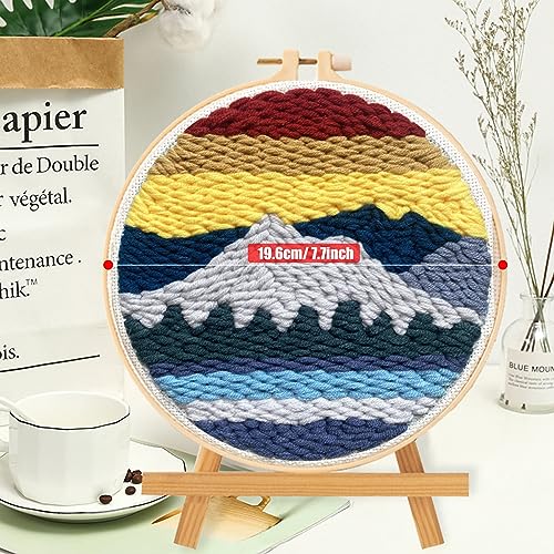 Allazone Punch Needle Starter Kit, Pattern & Fabric Embroidery, Adjustable Embroidery Pen for Adults & Kids Beginners (Mondlicht & See) - color: Mondlicht & See