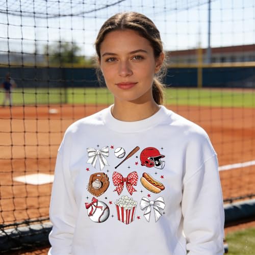 Baseball Dtf Transfers Ready to Press - Wxiben 30 Pcs Game Day Iron on Transfers for T-Shirts Baseball Coquete Bow Heat Transfer Vinyl Decal Sticker Iron on Patches for Clothes Pillows Bag DIY Crafts - style: Baseball