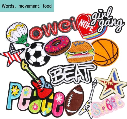 AUGSUN 36Pcs Random Assorted Iron on Patches for Clothing Sew Applique - style: Random