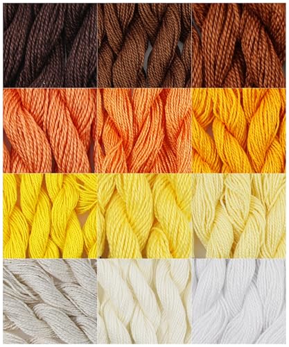 KCS 328 Yards(300 Meters) Mercerized Pearl Cotton Crochet Needlepoint Thread,Size 5, 12 skeins,Mixed Color 06 - color: 12color06, size: 12 skeins