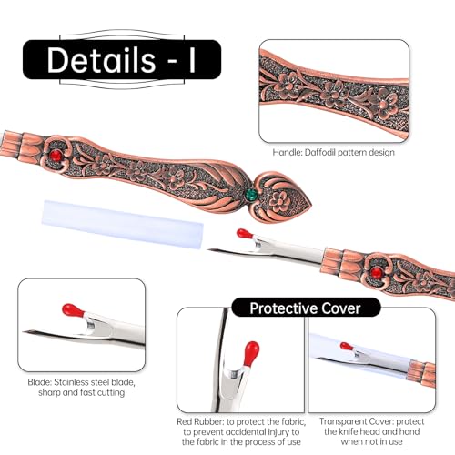 2Pcs Metal Seam Ripper Set, European Vintage Carved Handle Stitch Ripper, Sharp Seam Ripper Tool for Sewing with Storage Cases, Durable and Handy Crafting Removing Threads Tools - color: A